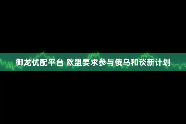御龙优配平台 欧盟要求参与俄乌和谈新计划